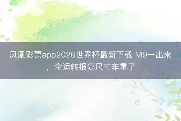 凤凰彩票app2026世界杯最新下载 M9一出来，全运转报复尺寸车重了