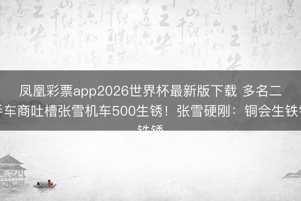 凤凰彩票app2026世界杯最新版下载 多名二手车商吐槽张雪机车500生锈！张雪硬刚：铜会生铁锈