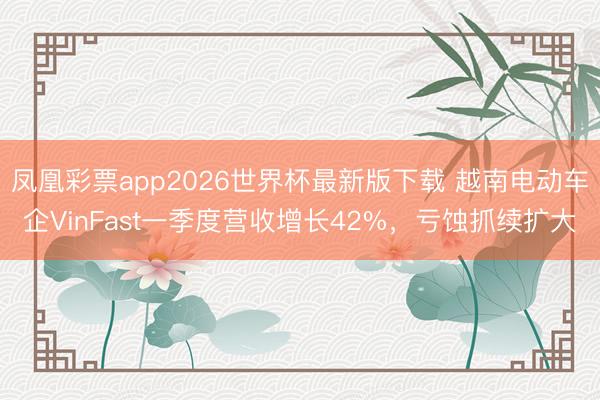 凤凰彩票app2026世界杯最新版下载 越南电动车企VinFast一季度营收增长42%,亏蚀抓续扩大
