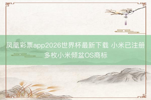 凤凰彩票app2026世界杯最新下载 小米已注册多枚小米倾盆OS商标
