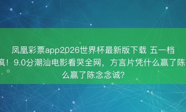 凤凰彩票app2026世界杯最新版下载 五一档黑马杀疯!9.0分潮汕电影看哭全网,方言片凭什么赢了陈念念诚?