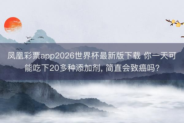 凤凰彩票app2026世界杯最新版下载 你一天可能吃下20多种添加剂， 简直会致癌吗?